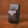 Men’s Genuine Leather Mobile Phone Belt Bag – Retro Vertical Multi-Pocket Waist Pouch