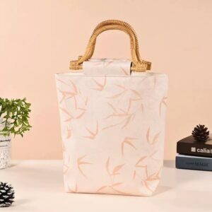Eco-Friendly Tote Bag – Cream Leaf Pattern | Custom Lightweight Handbag